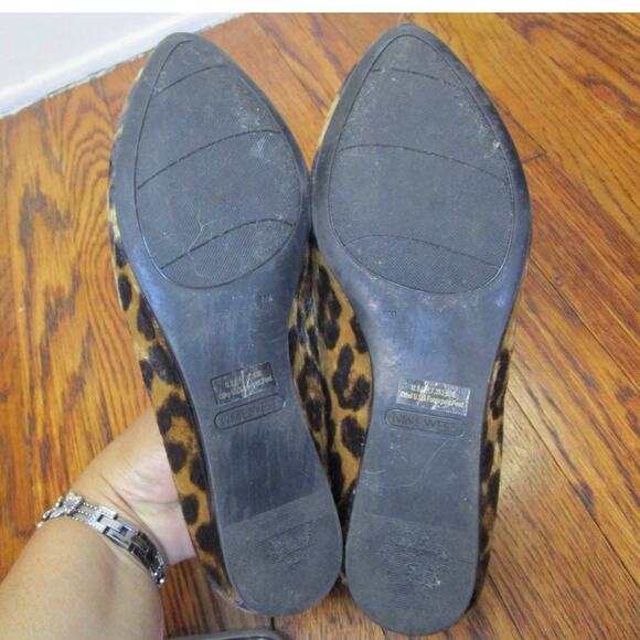 Nine West Black & Gold Leopard Print Loafers Size 7M Ballet Flats Moto Boho Edgy - Picture 8 of 16